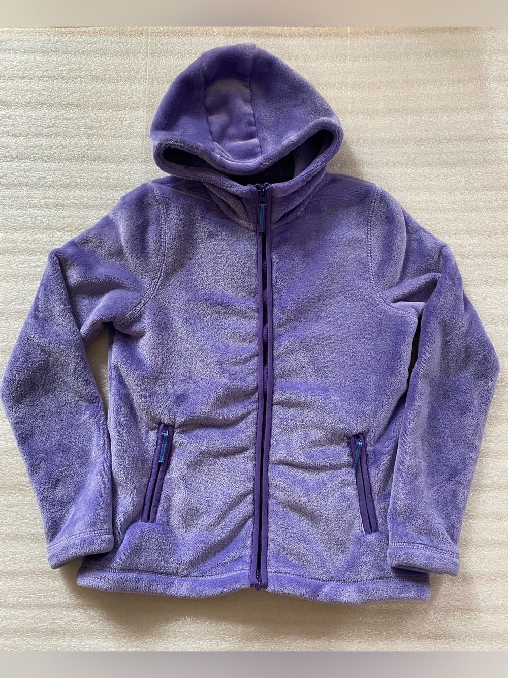 Lands' End Girls Softest Fleece Hooded Jacket
Full Zip Comfort Purple Size L 14